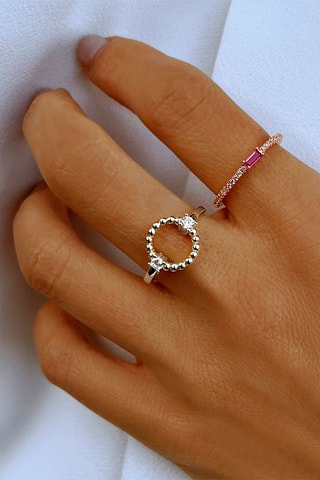Bague - Argent plaqué or rose et rubis