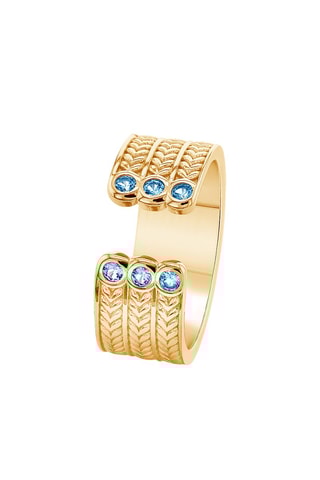 Bague - Argent plaqué or jaune et spinelles