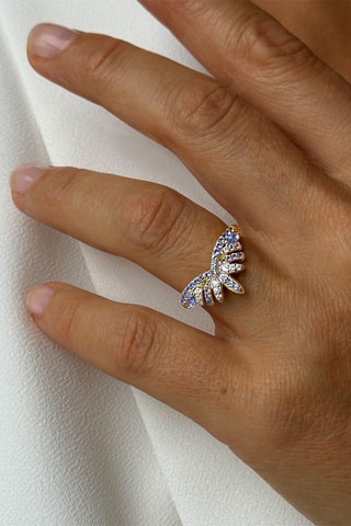 Bague - Argent plaqué or jaune et spinelles