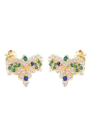 Boucles d'oreilles - Argent plaqué or jaune et émeraudes