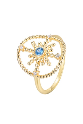 Bague - Argent plaqué or jaune, spinelle et zircons