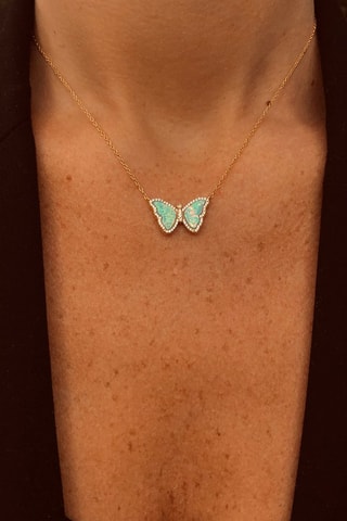 Collier - Argent plaqué or jaune et opales