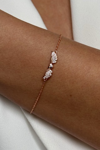 Bracelet - Argent plaqué or rose et zircons