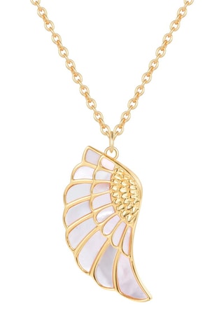 Collier - Argent plaqué or jaune et nacre