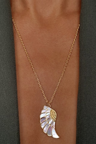 Collier - Argent plaqué or jaune et nacre