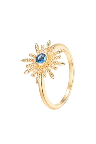 Bague - Argent plaqué or jaune et spinelle