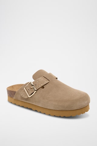Sabots plateformes en cuir - Marron clair
