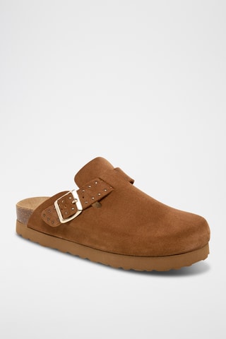 Sabots plateformes en cuir - Camel
