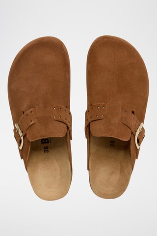 Sabots plateformes en cuir - Camel