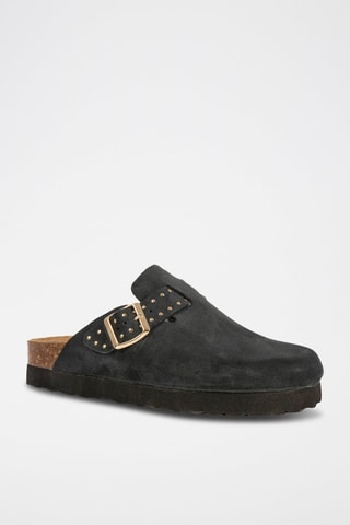 Sabots plateformes en cuir - Noir