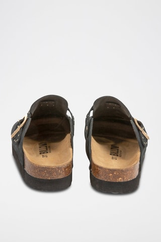 Sabots plateformes en cuir - Noir