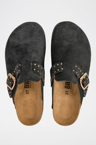 Sabots plateformes en cuir - Noir