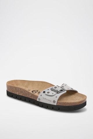 Mules em nobuck - Cinzento-claro