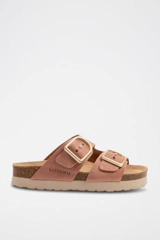 Mules com plataforma de nobuck Rosa