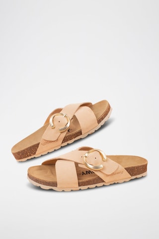 Mules en nubuck - Nude
