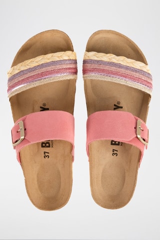 Mules en cuir - Fuchsia