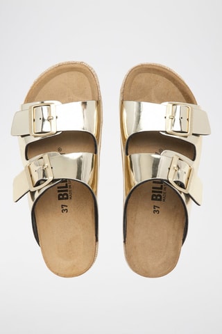 Mules com plataforma - Dourado