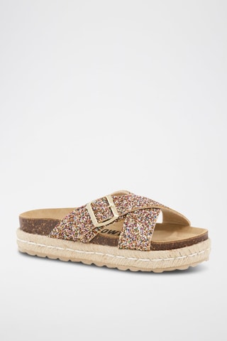 Mules com plataforma - Dourado