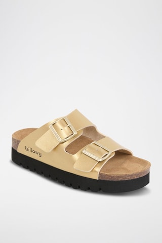 Mules com plataforma - Dourado