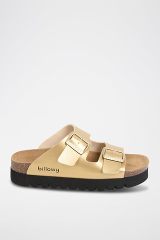 Mules com plataforma - Dourado