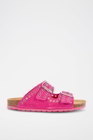 Mules en nubuck Fuchsia
