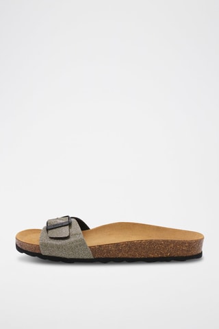 Mules Kaki et argenté