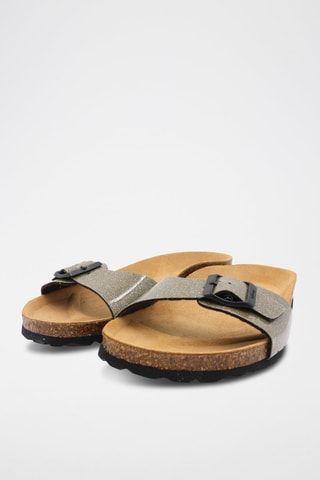 Mules Kaki et argenté
