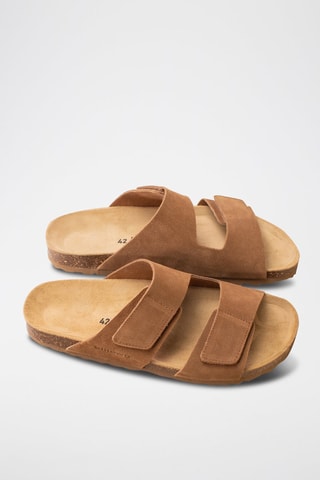 Mules en nubuck Camel