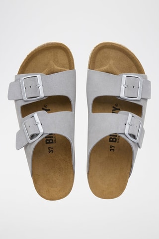 Mules com plataforma em nobuck - Cinzento