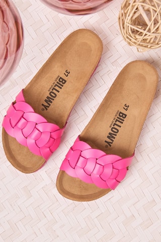 Mules en cuir - Fuchsia