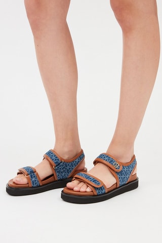 Sandales en cuir - Camel et bleu