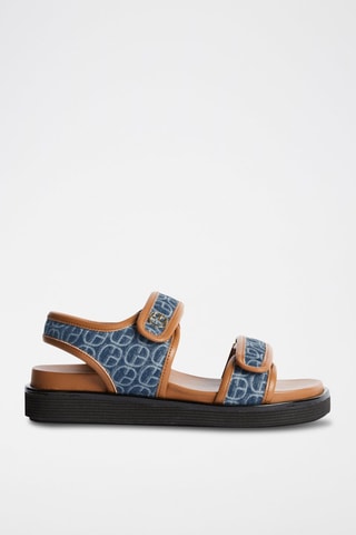 Sandales en cuir - Camel et bleu