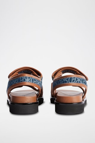 Sandales en cuir - Camel et bleu