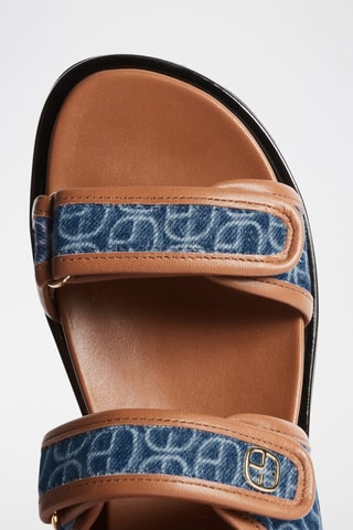 Sandales en cuir - Camel et bleu