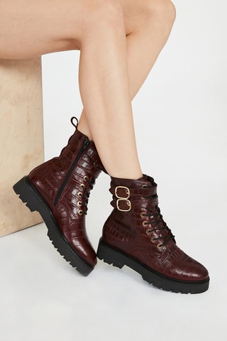 Bottines en cuir - Bordeaux
