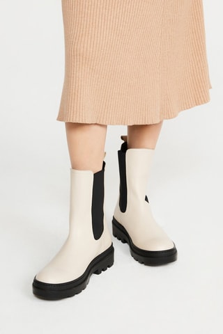 Bottines Chelsea en cuir - Beige