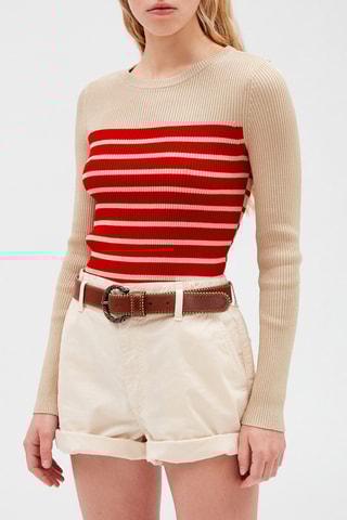 Pull - Rouge et beige