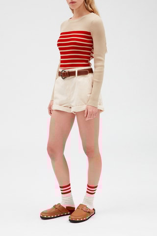Pull - Rouge et beige