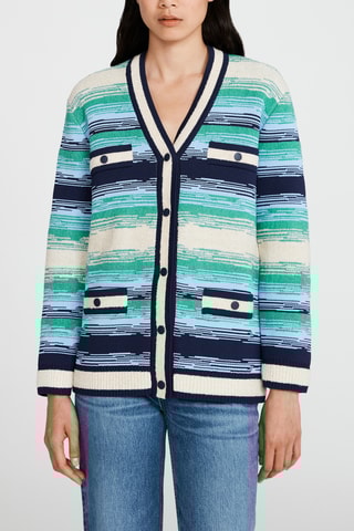 Gilet - Ecru et turquoise