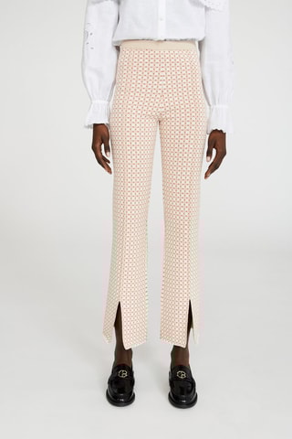 Pantalon bootcut taille haute - Rose pâle et écru