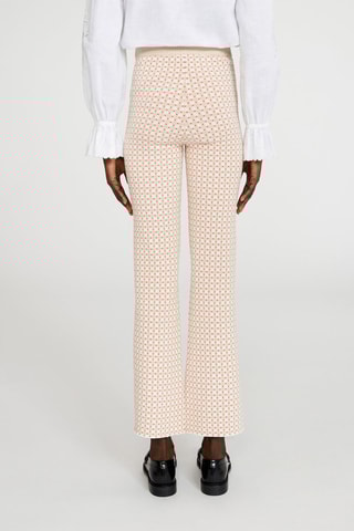 Pantalon bootcut taille haute - Rose pâle et écru