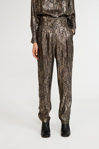 Pantalon casual taille haute - Noir et doré