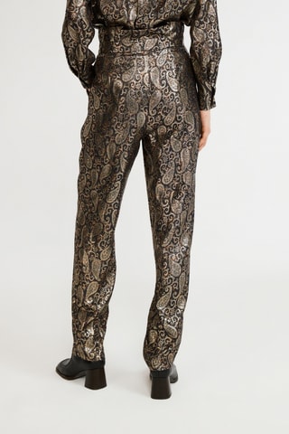 Pantalon casual taille haute - Noir et doré