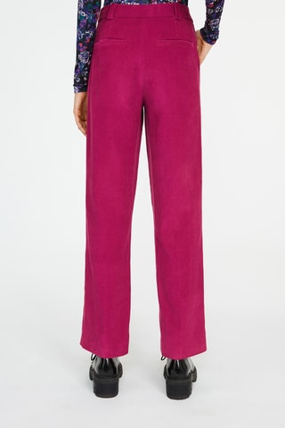 Pantalon droit en velours taille haute - Fuchsia
