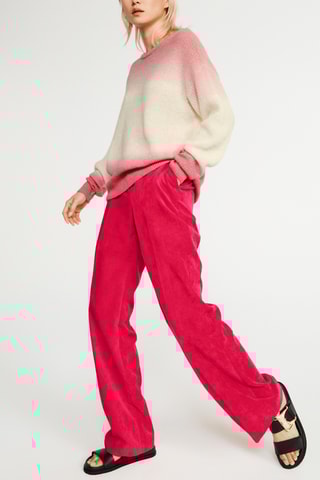 Pantalon wide legs en velours - Fuchsia