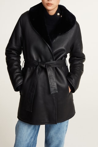 Manteau réversible en cuir - Noir et bleu marine