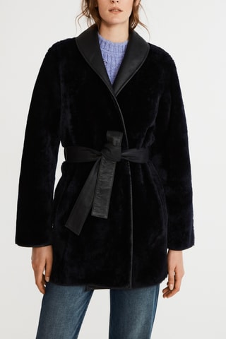 Manteau réversible en cuir - Noir et bleu marine