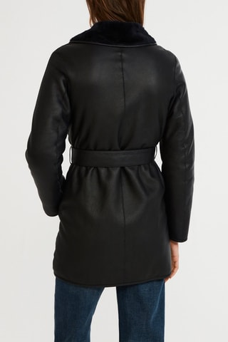 Manteau réversible en cuir - Noir et bleu marine