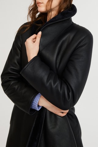 Manteau réversible en cuir - Noir et bleu marine