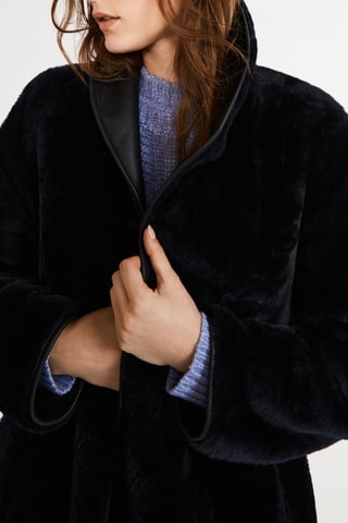 Manteau réversible en cuir - Noir et bleu marine